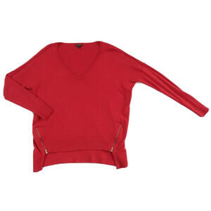 Express Women's  V-Neck Solid Red Over sized Sweater S